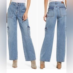 NWT Bloomingdale Hidden Jeans Cargo Pocket Dad Jeans.  Size 24